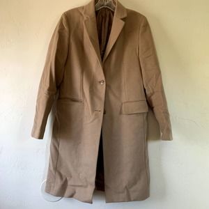 Uniqlo tan wool and cashmere trench coat polyester lining size 3/ small